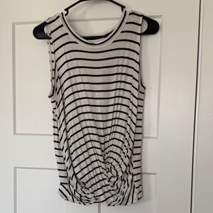 LOFT Black and White Striped Tank Top